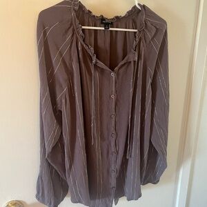 Torrid Purple  Long Sleeve Ruffled Blouse